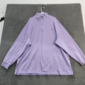 Polo Ralph Lauren Sweater Mens 3X Big Purple Estate Rib Quarter Zip Mock Neck